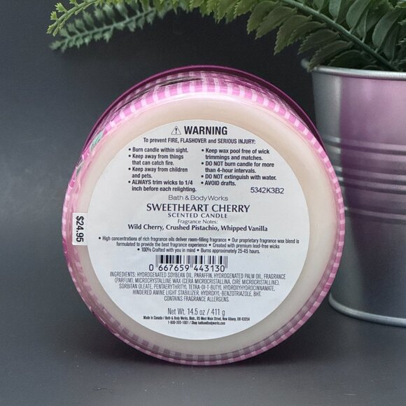 BBW Sweetheart Cherry Bath & Body Works 3 Wick Candle - Picture 9 of 10